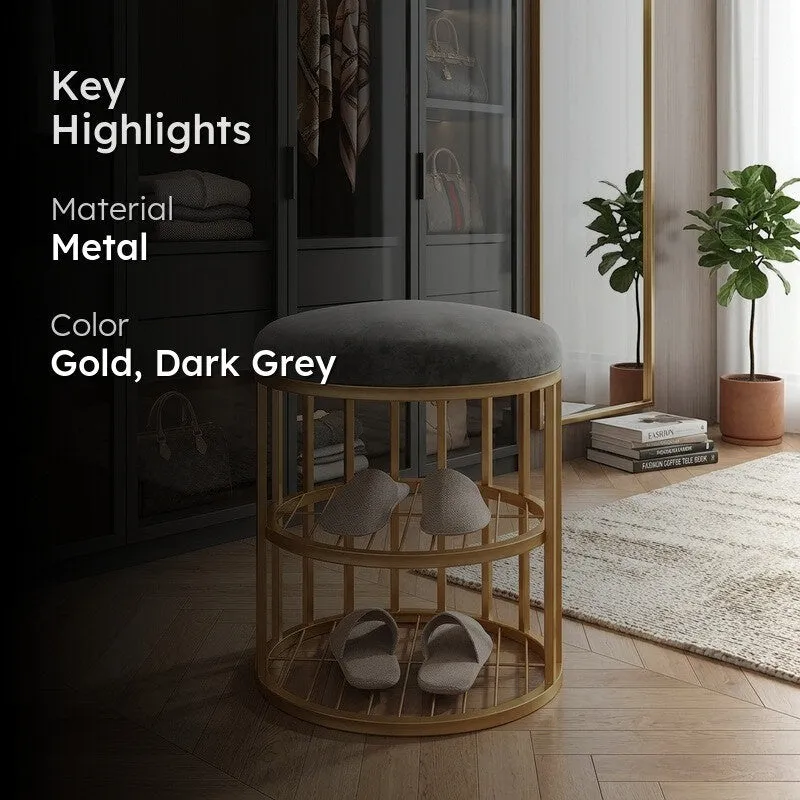 Classic Metal Shoe Rack - Gold,Dark Grey media 2