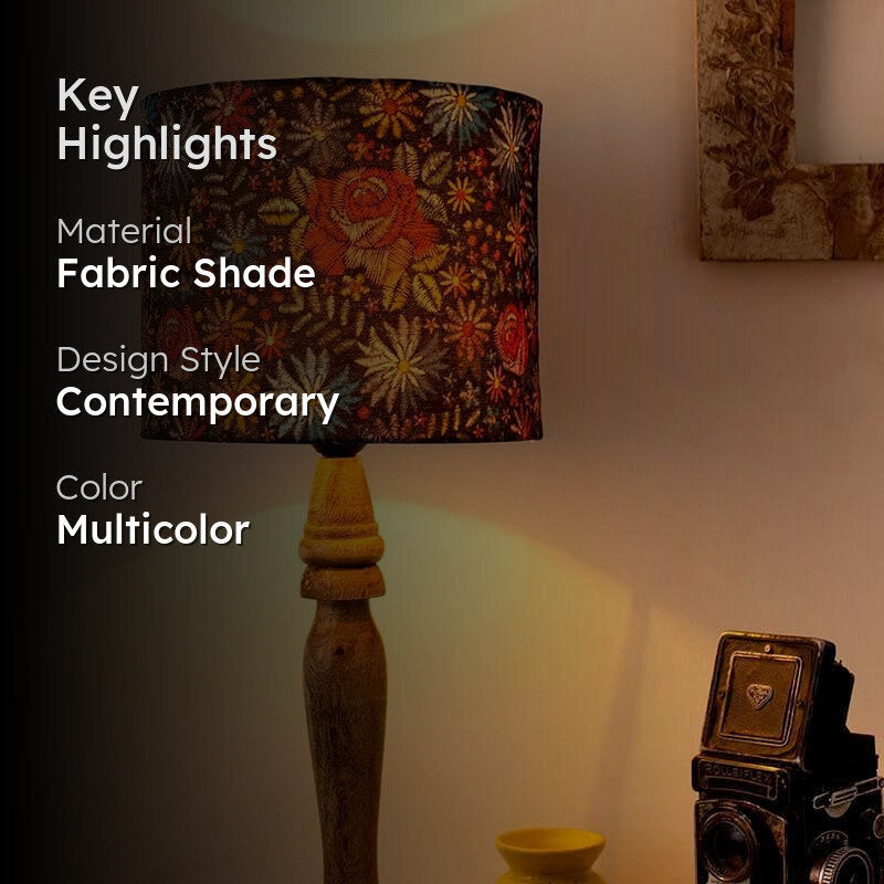 Floral Bloom Fabric Table Lamp - Multicolor media 2
