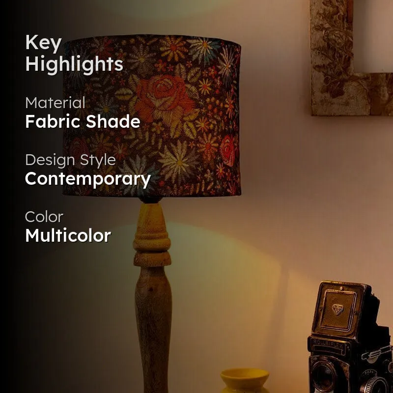 Floral Bloom Fabric Table Lamp - Multicolor media 2