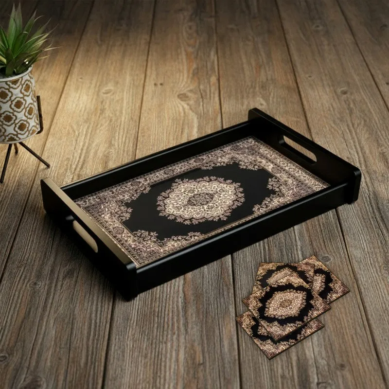 Opulen Serving Tray with 4 Coasters - Five Piece Set media 3