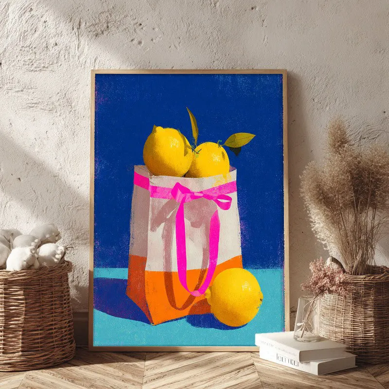 Juicy Lemonade Canvas Wall Painting - Brown Frame media 3