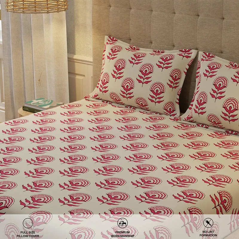 Urban Space Florabell Cherry Red Cotton Bedsheet - 200 TC media 6
