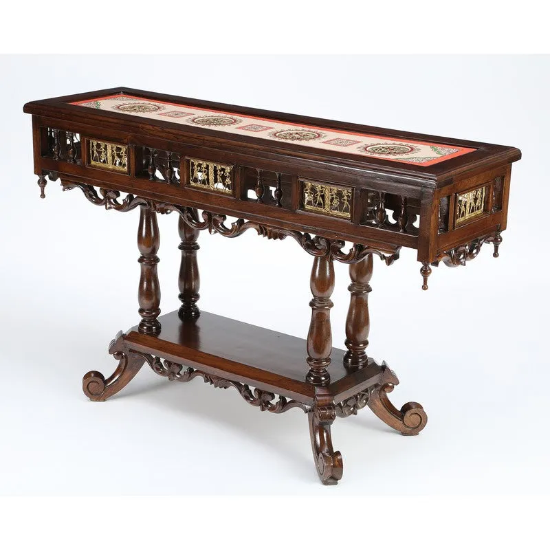Crown Teak Wood Console Table media 3