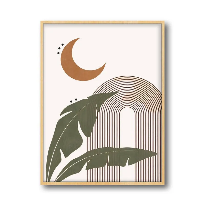 Moonlit Tropics Archival Canvas Wall Art - Natural Brown Frame media 5
