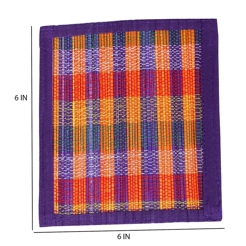 Chequered Zen Bamboo Coaster (Purple) - Set Of Six media 5