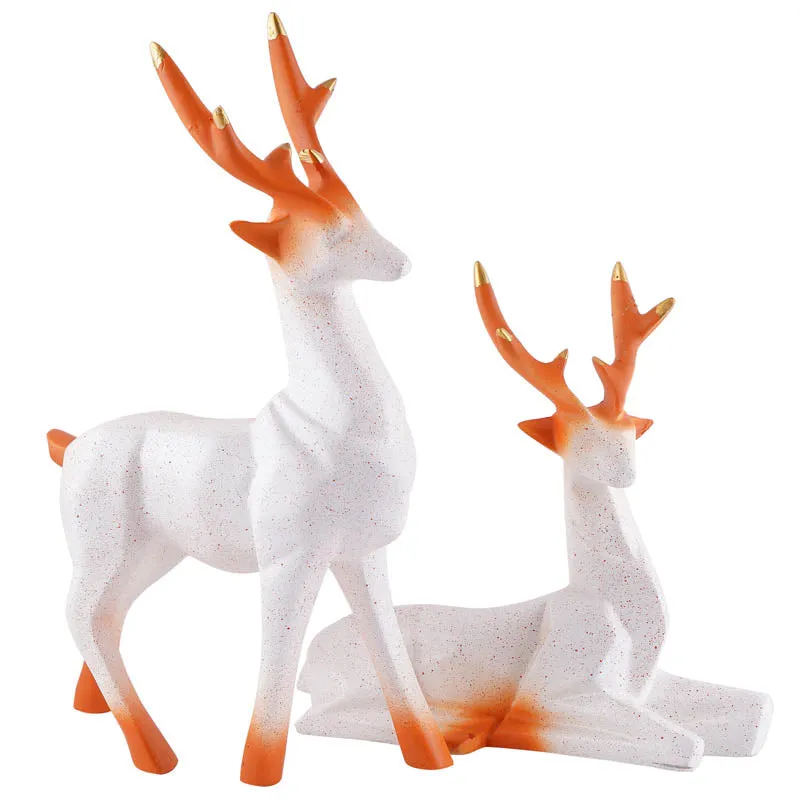 Opulent Stag Painted Polyresin Show Piece (White)- Set Of Two media 3