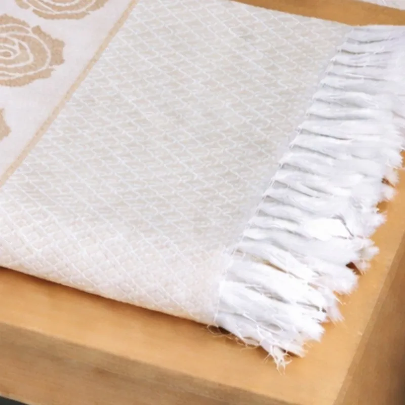 Rosette Cotton Hand & Bath Towel (Beige) - Set of Two media 6