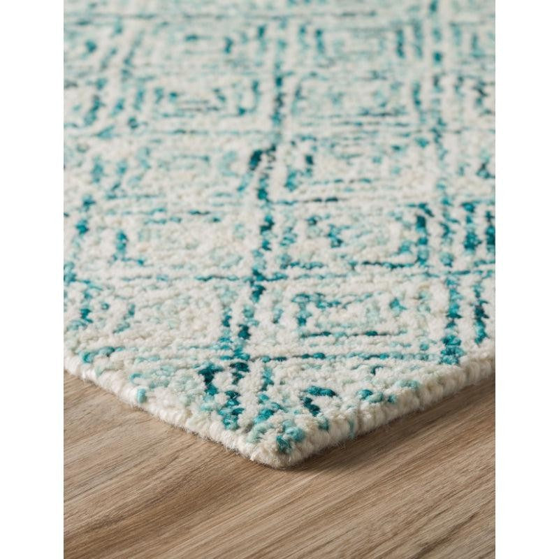 Timeless Textures Hand Tufted Wool Rug - Teal & White media 6