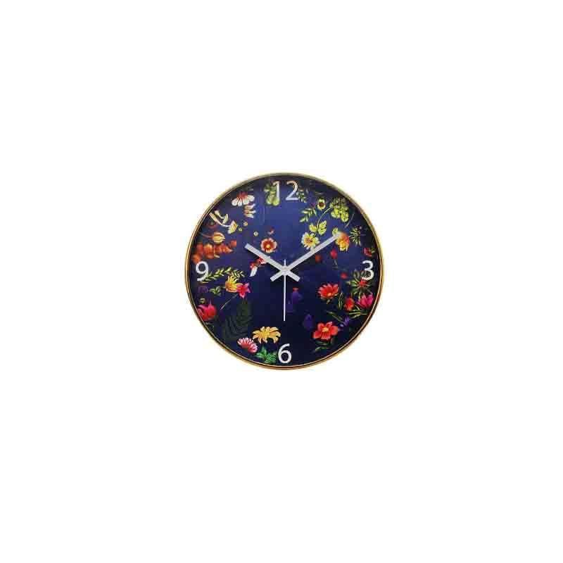 Floral Bliss Blue Wall Clock media 3