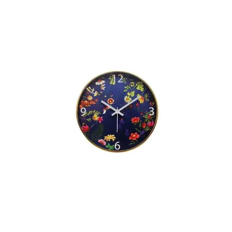 Floral Bliss Blue Wall Clock media 3