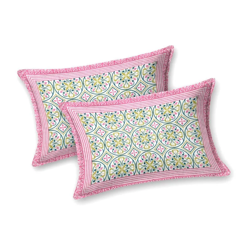 Nesten Cotton Bedsheet (Pink,Green) - 240 TC media 5