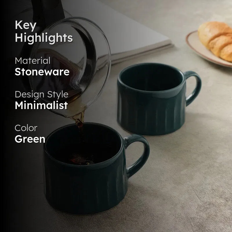 Teal Stoneware Coffee Mug (300 mL Each) - Set Of Two media 2
