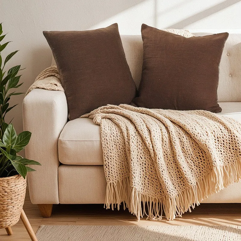 Premium Cushion Cover Brown - Set Of Two media 1