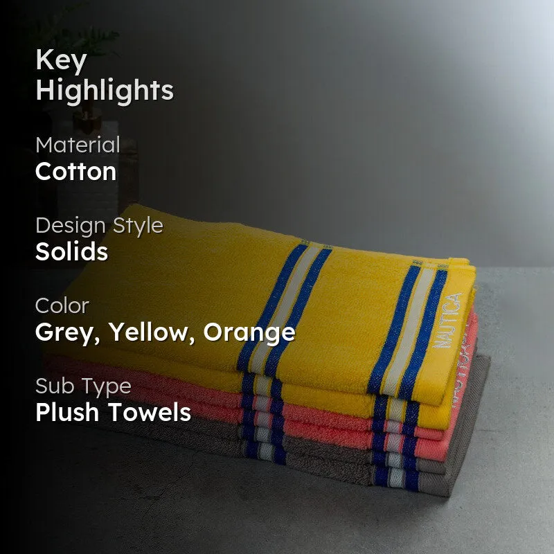 Nautica Dove Dual Down Cotton Hand Towel (Yellow,Lilac & Grey) - Set Of Six media 2