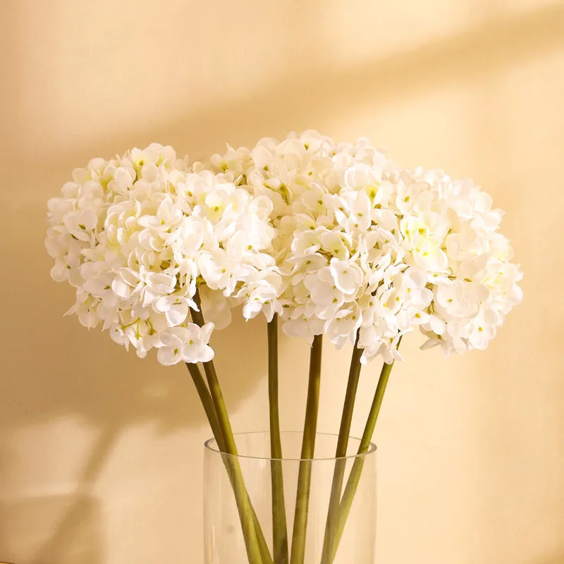 Artificial Realistic Hydrangea Flower Stick (White) - Set Of Three media 7