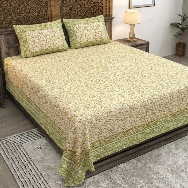Softra Cotton Bedsheet (Yellow) - 240 TC media 1