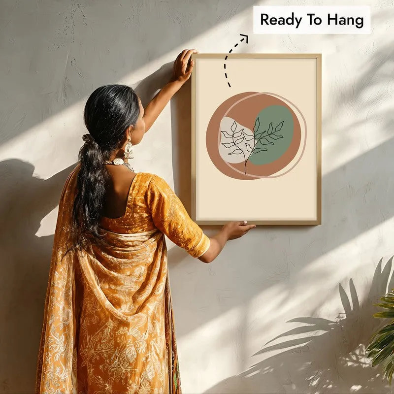 Woven Flora Canvas Wall Painting With Brown Frame media 7
