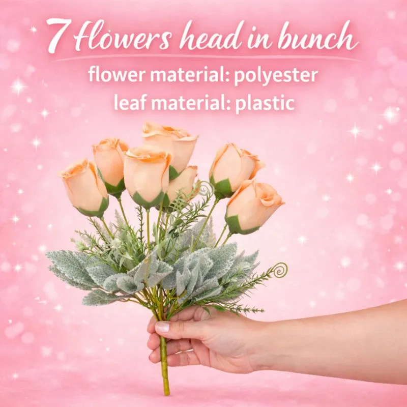 Florapearl Polyester Artificial Rose Flowers - Set Of Four media 5