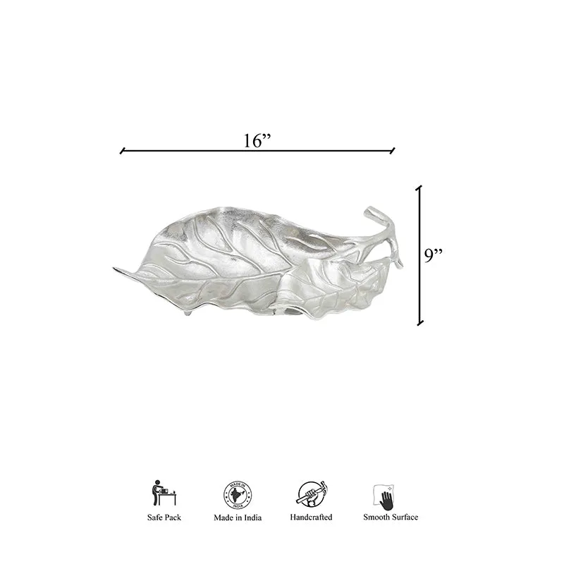 Fiddle Leaf Aluminum Metal Platter - Silver media 5