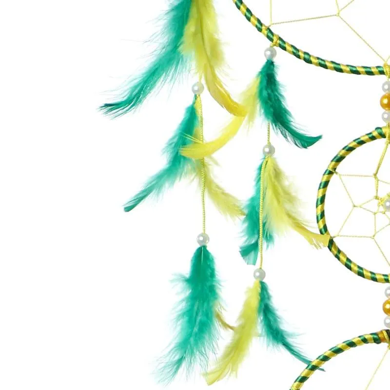 Amazo Feather Dreamcatcher With Light - Yellow & Green media 3