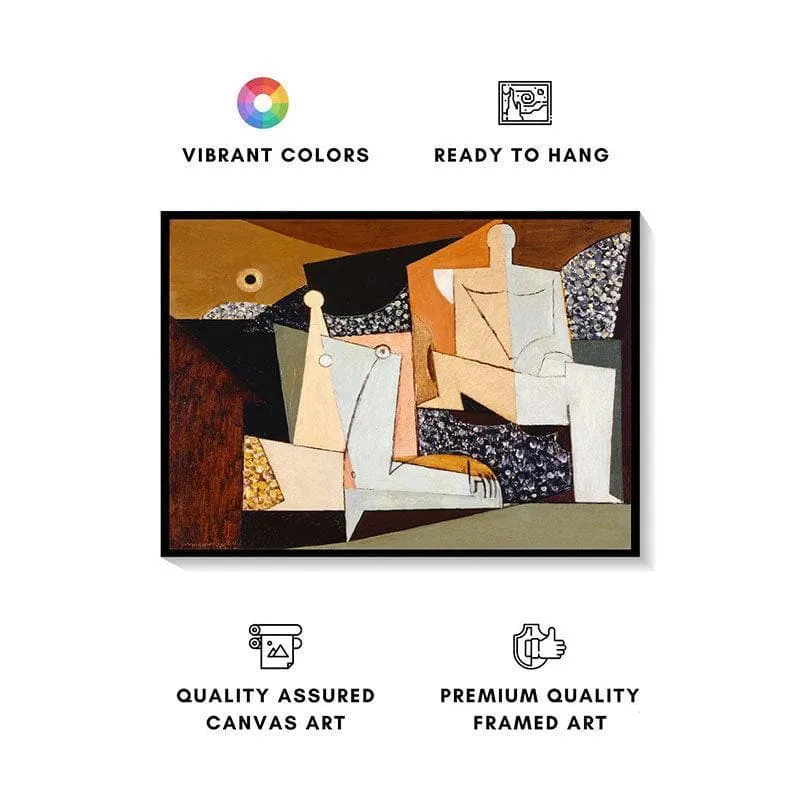 Figures On A Beach Canvas Painting - Black Frame media 4