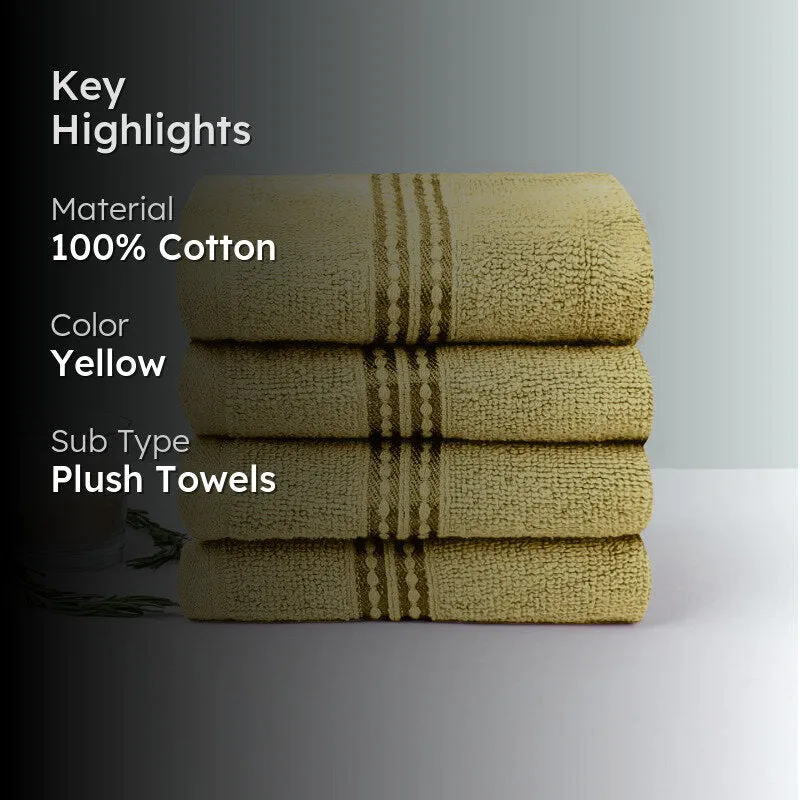 Micro Cotton LuxeDry Solid Face Towel (Yellow) - Set Of Four media 2