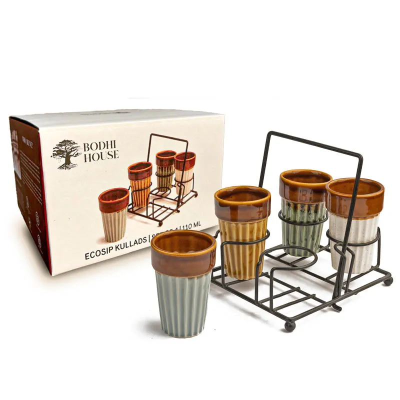 Aria Handmade Khulhad With Stand (110 ML) - Five Piece Set media 6
