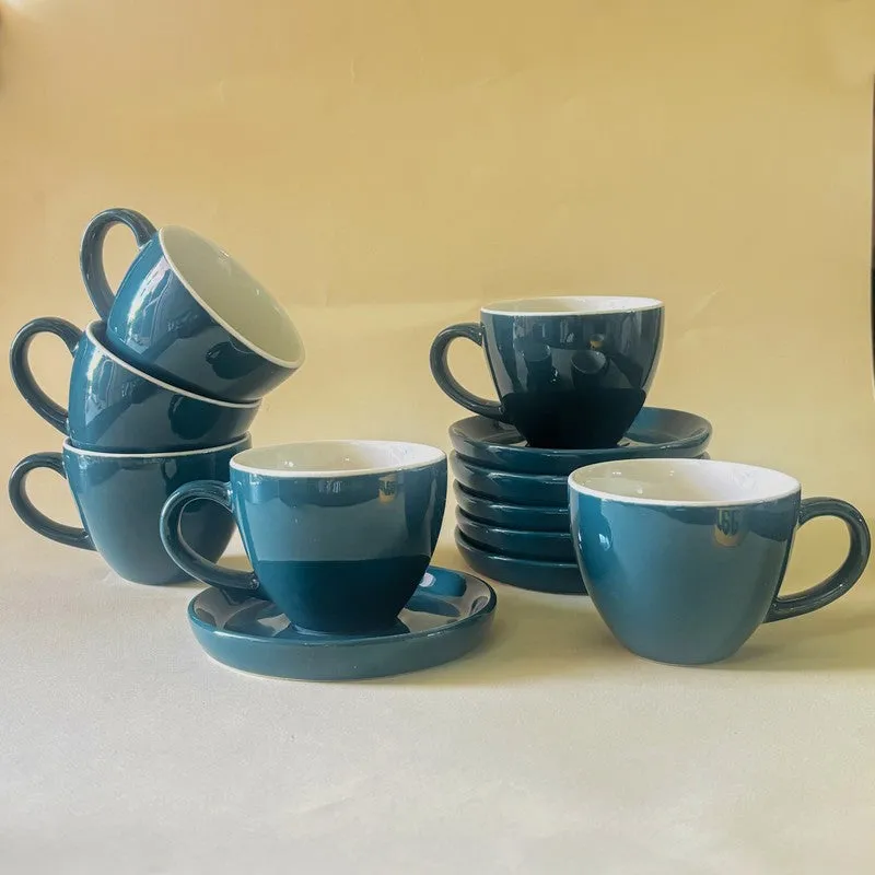 Ceramic Cup & Saucer (Deep Green/180 mL Each) - Set of Six media 5