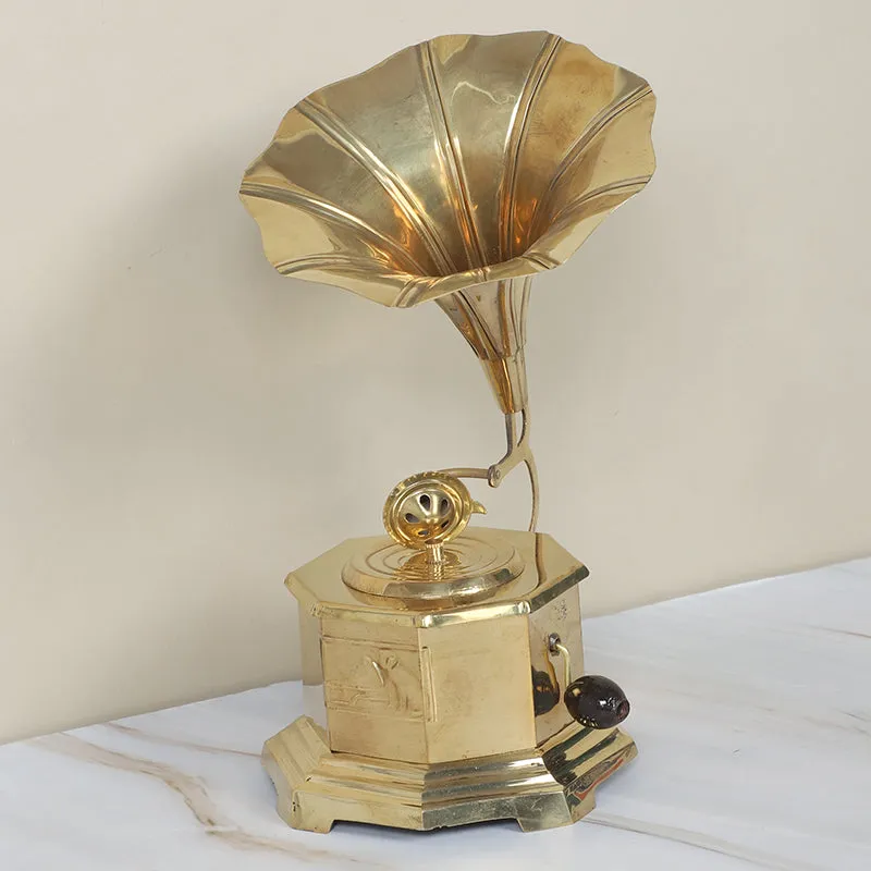 Vintage Music Gramophone Brasss Showpiece media 5