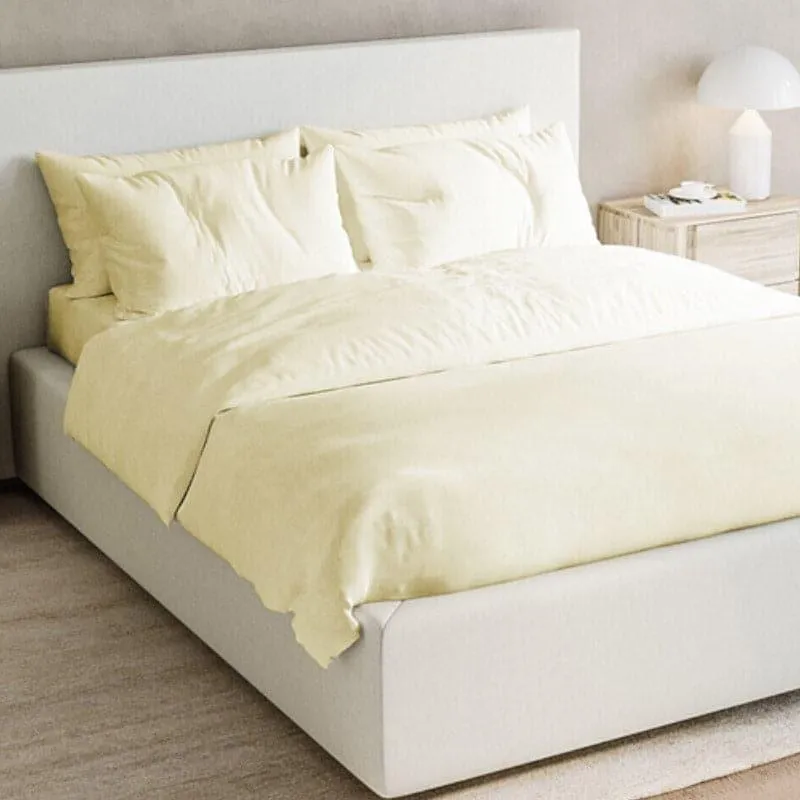 Freyda Solid Cotton Bedsheet (Yellow) - 700 TC media 5