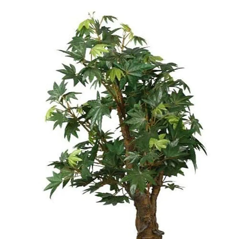 Faux Maple Bonsai In Cone Black Plastic Pot (2.2 ft) - Green & Brown media 4
