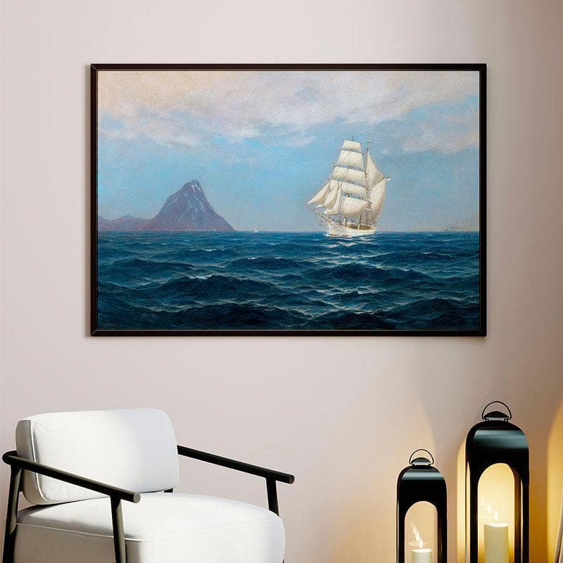 A Sailing Ship Canvas Wall Painting - Black Frame