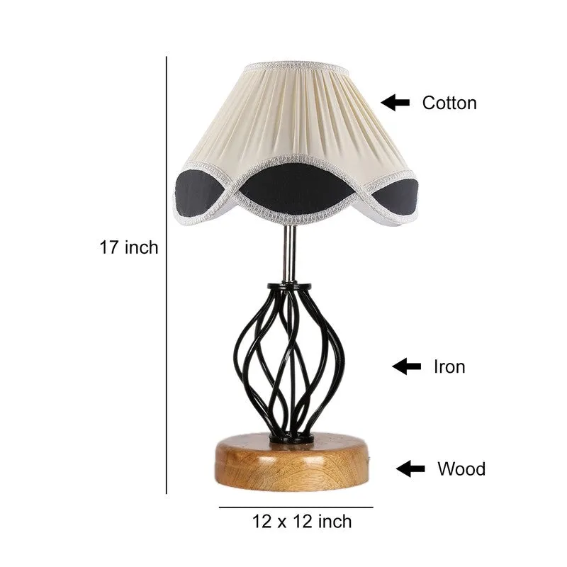 Auralisse Cotton Table Lamp With Wooden Base - Ivory media 9