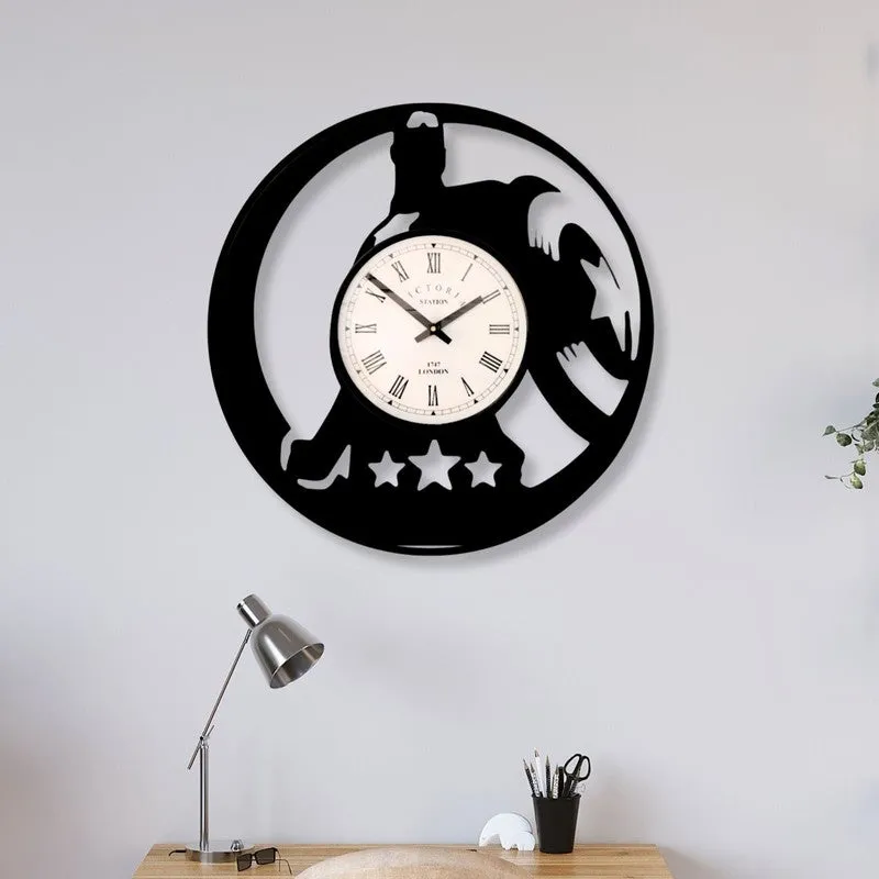 Captain America Steel Analog Wall Clock - Black media 1