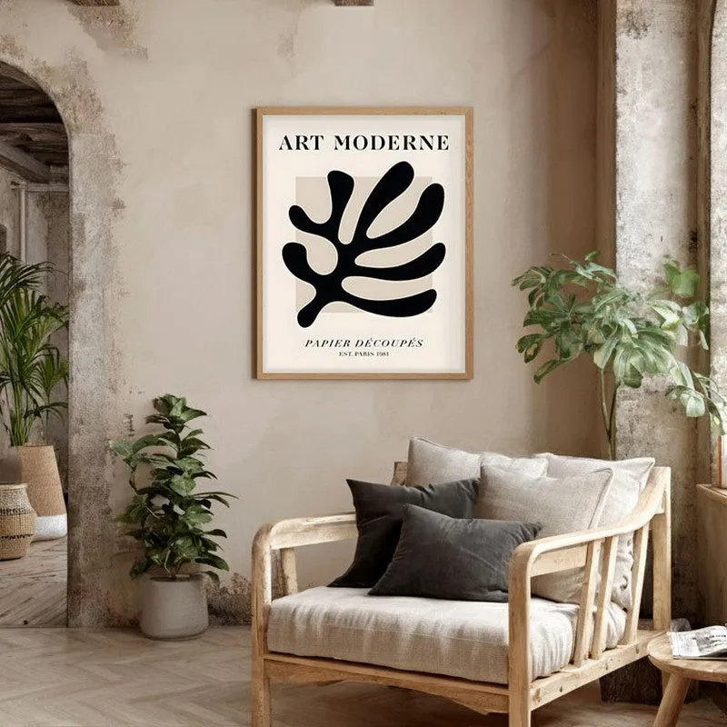 Organic Trace Canvas Wall Painting With Brown Frame media 4