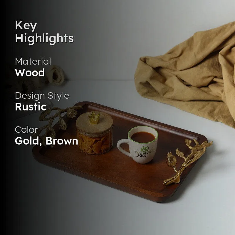 Nature Grain Wood Serving Tray - Gold,Brown media 2