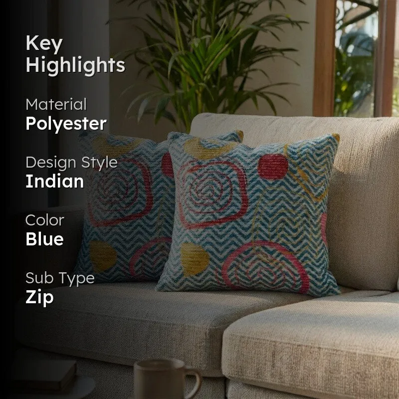 BlossomTrail Cushion Cover (Blue) - Set Of Two media 2