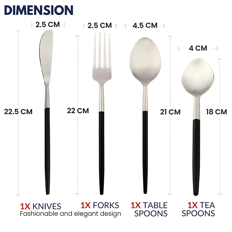 Stirling Cutlery Set (Silver & Black) - Four Piece Set media 8