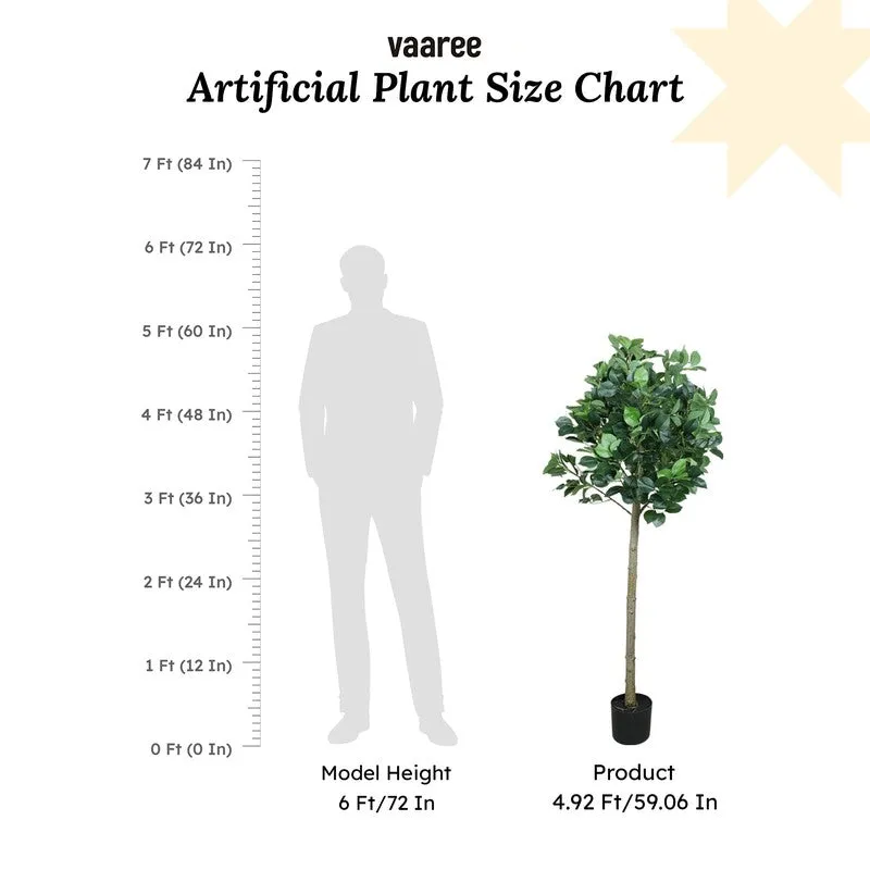 Verdiq Artificial Ginko Plant With Black Fiber Pot - 5 Feet media 7