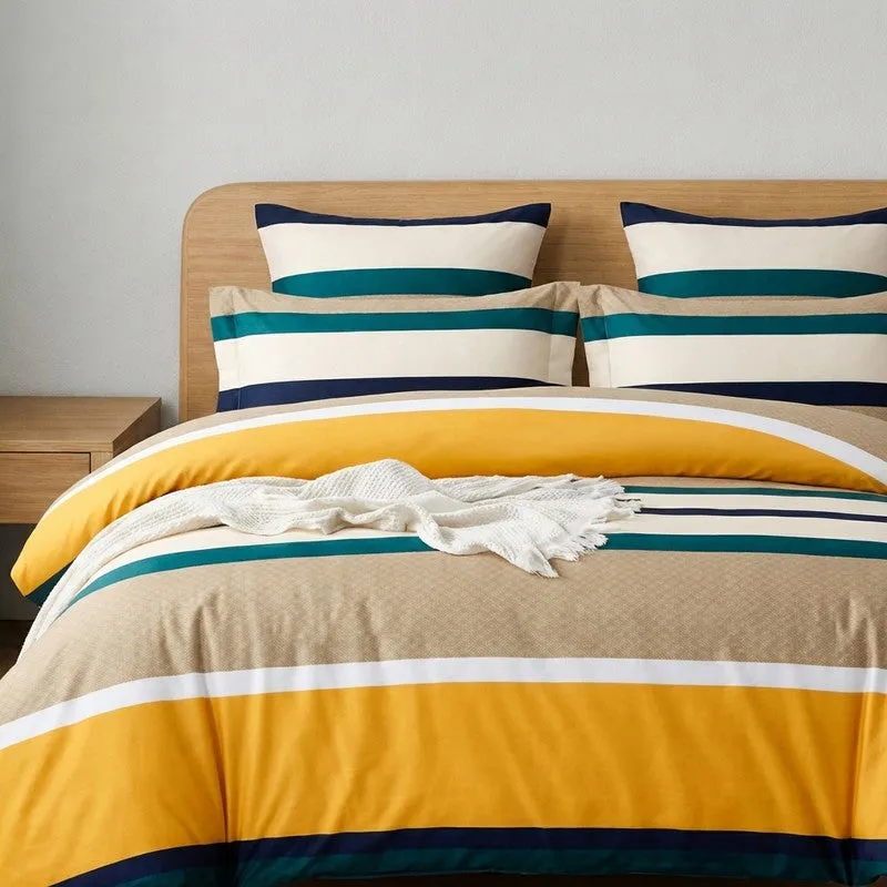 Colorblocked Stripes Microfiber Bedsheet - 125 GSM media 4