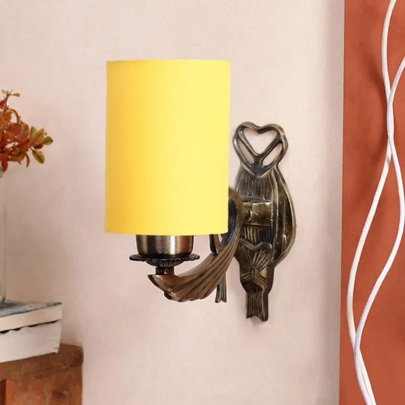 Love Gleam Atva Cylindrical Fabric & Metal Wall Lamp - Yellow media 3