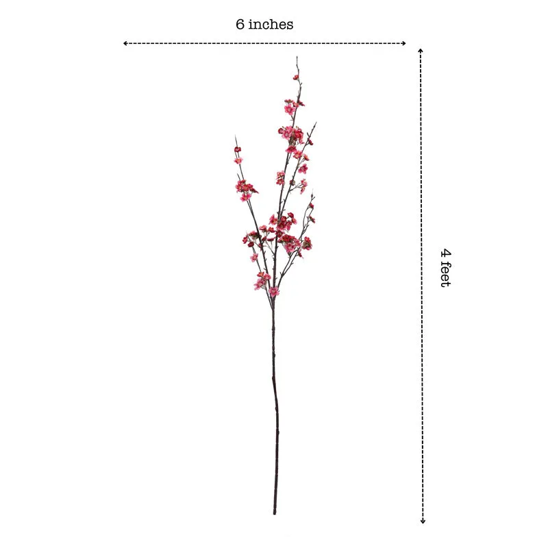 Artificial Realistic Cherry Blossom Stick - Dark Pink media 8