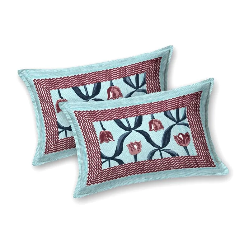 Patternus Cotton Bedsheet (Maroon,Blue) - 240 TC media 4