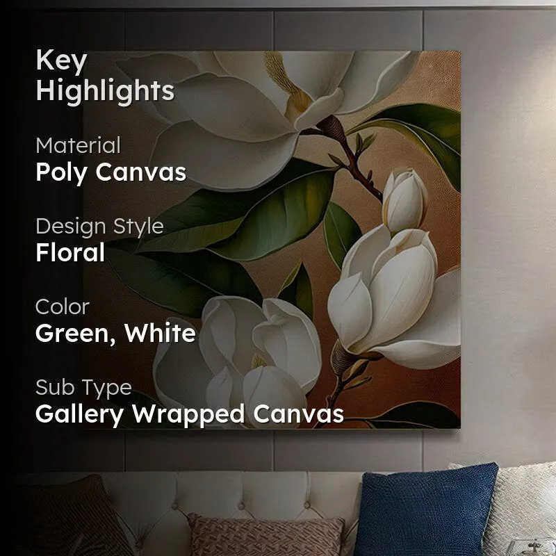 White Magnolia Poly Canvas Wall Painting media 2