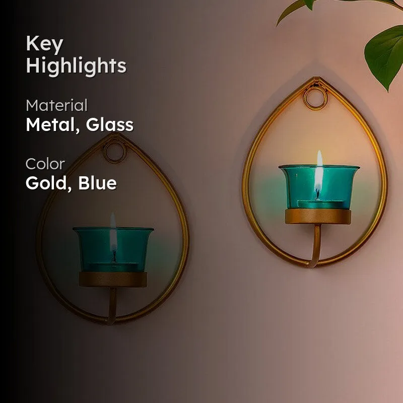 Gold Drip Sconce Candle Holder (Azure) - Set Of Two media 2