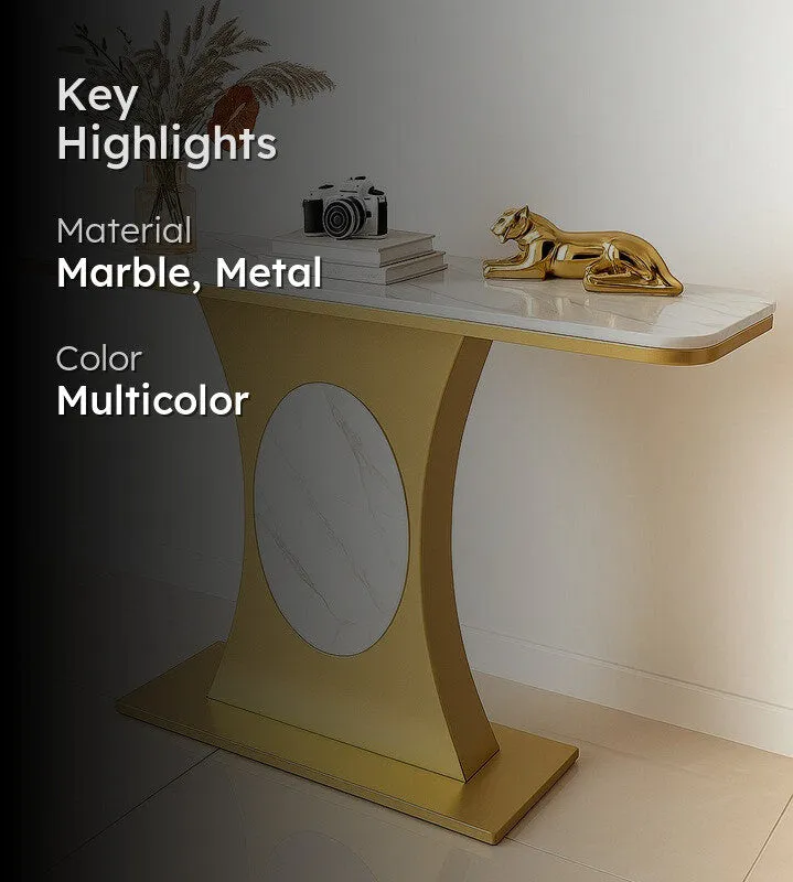 Modern Metal Console Table with Marble Top - Medium media 2