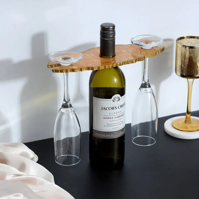Resinor Wine Bottle & Glass Holder - Mustard Yellow media 1