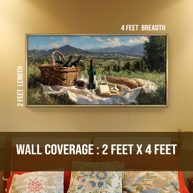 Field Picnic Canvas Wall Painting With Frame media 9