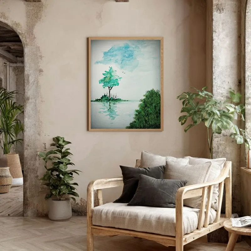 Verdant Shades Archival Paper Wall Art - Natural Brown Frame media 3