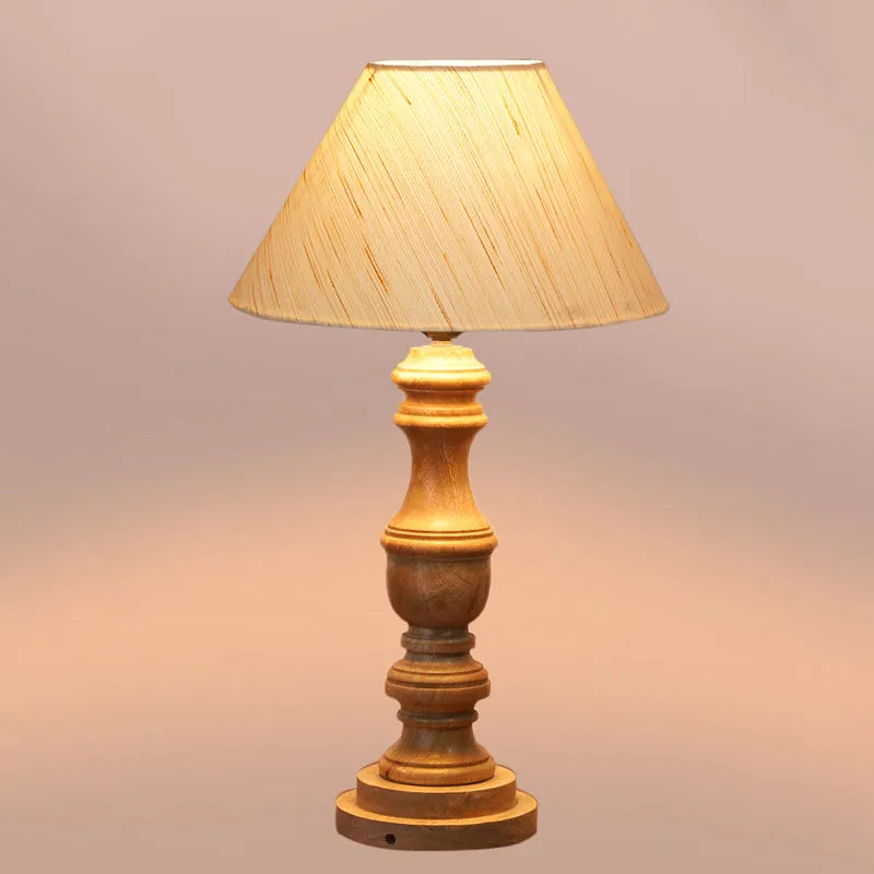 Cotin II Carve Wooden Table Lamp - Ivory,Brown media 4